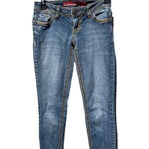 Vintage Zana Di Women’s Sz 1 Embroidered Brown Flare Jeans Dark Wash Y2K…